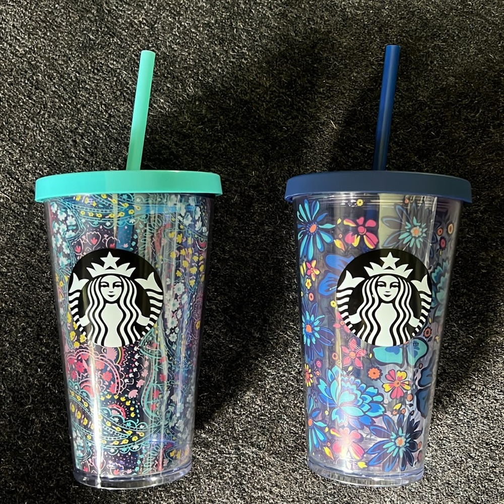 Vera Bradley + Starbucks international collaboration 16oz tumbler w/ lid + straw - Picture 5 of 6